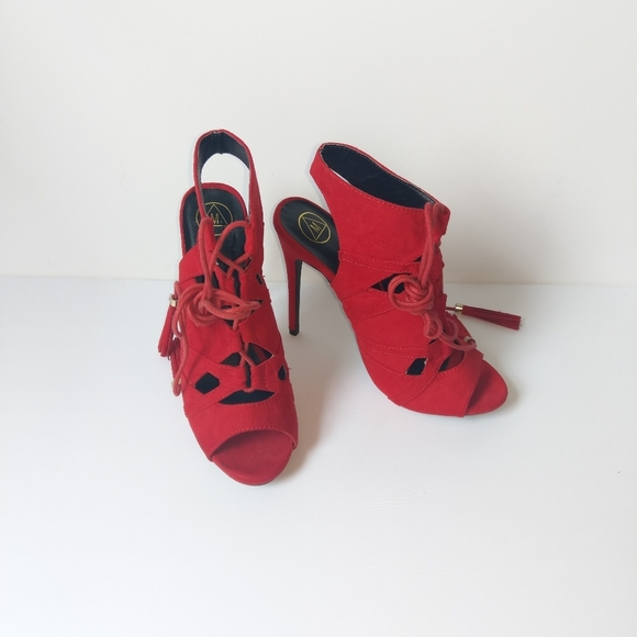 M Red Stiletto Heels, Size 10, 5" heel - Picture 1 of 8